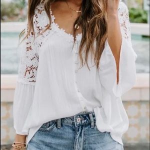 White crochet lace blouse